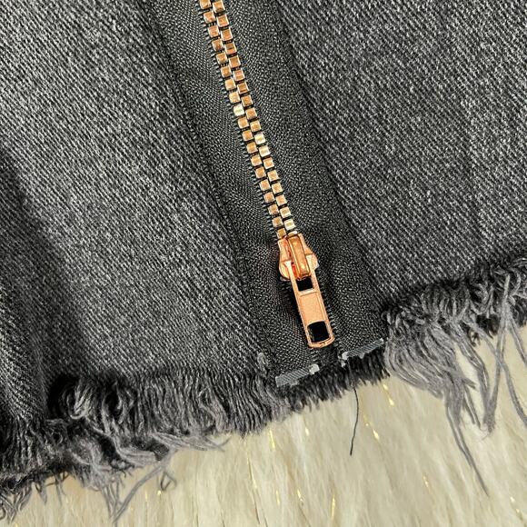 Furst of a Kind Womens Black Denim Raw Hem Mini Skirt Zipper Accent 28 - Picture 2 of 7